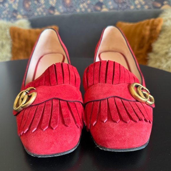 COPY - Authentic Gucci Marmont / Double G suede mid heel pumps size 40.5 - Picture 2 of 8